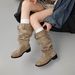 2025 Large Tube Long For Women, Over-the-Knee, Chunky Heel, Slimming, Pointed Toe, Belt Buckle, Ruched, Slouch Boots_vogvips.com