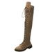 Cross-Border 20 Autumn Winter New European And American Style Lace-Up Round Toe Over-the-Knee Long Women's_vogvips.com