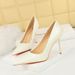 9283-5 European And American Style Fashion Simple Slimming Heels Patent Leather Shallow Mouth Pointed Toe Women's High_vogvips.com