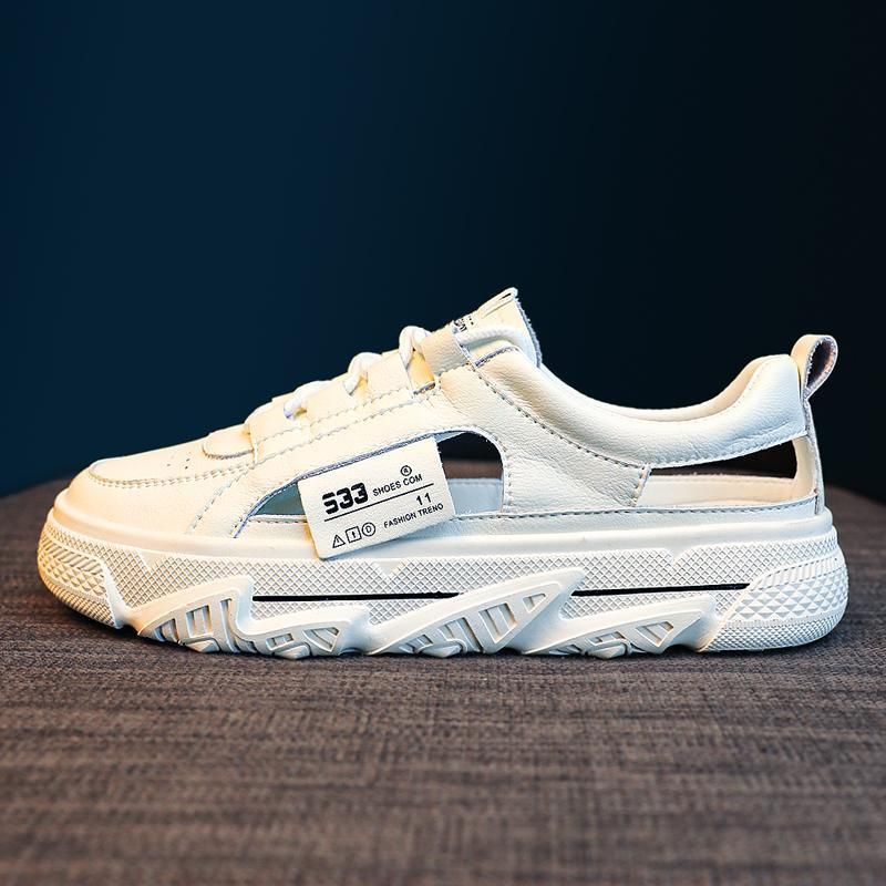 Baotou 2025 New Summer White Shoes Versatile Fairy Style Flat Casual Sports Hollow Sandals For Women_vogvips.com