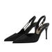P7 Summer New Baotou Sandals Women's Rhinestone Pointed Toe Shoes Temperament Lady High Heels Black Half Slippers_vogvips.com