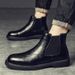 Chelsea Boots Men's Style One-pedal Polished Soft Leather Men's Boots Medium Top Short Boots Men's Shoes Martin Boots_vogvips.com