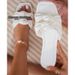 Summer Women's Bowknot Flat Slippers Square Head One Word Sandals Style_vogvips.com