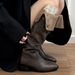 Soft Leather Verion~ Thick Sole Two-Way Knee-High For Women Britih Style Chunky Heel Slouch Wetern Cowboy Riding_vogvips.com