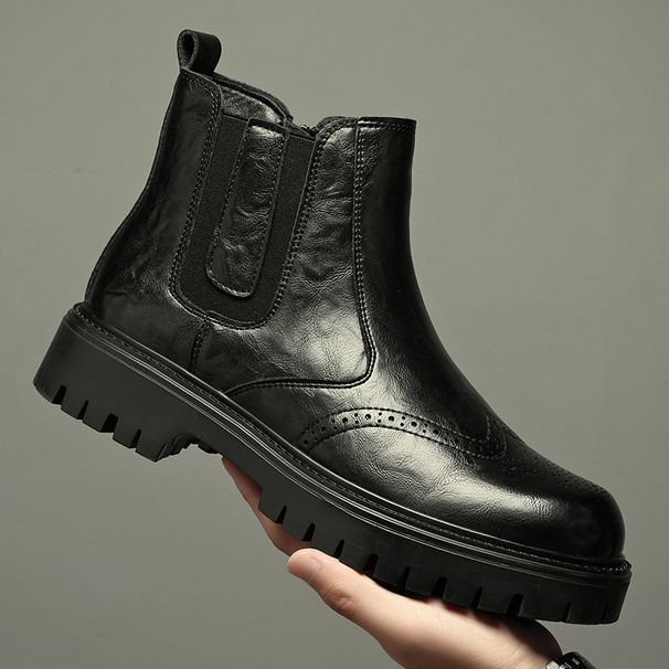 Martin Boots Men's High-top Velvet Casual Leather Shoes Men's Genuine Leather Mid-top Chelsea Boots_vogvips.com