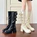White Slouch For Women 2025 Autumn Winter New Long Heel Over-the-Knee Thick Sole Slim Boots_vogvips.com