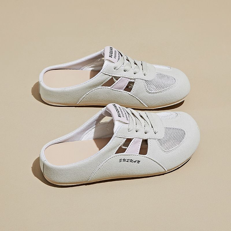 Half Tray White Shoes Female Student Mesh Breathable Heightening Shoes Casual Board Shoes_vogvips.com