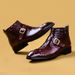 Men's leather alligator high top English top cowhide zipper leather boots_vogvips.com