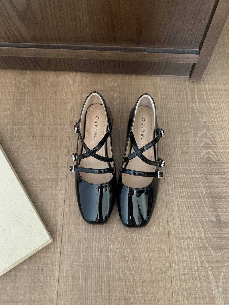 Elegant Square-toed Low-heel Women's 2026 Spring/autumn Stylish Ladylike Mary Jane Black Leather Shoes_vogvips.com