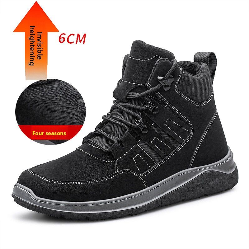 Height-increasing Fleece-thickening High-top Casual Couple Snow Boots Outdoor Hiking Hiking Shoes Non-slip Large Size_vogvips.com
