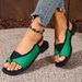Women's Color Blocked Slip On Sandals Square Toe Plus Size European American Style Summer Beach Sandals_vogvips.com