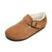for Women Winter Fleece-Lined Thick-Soled Retro Slip-On Loafers Genuine Leather Round-Toe Soft Sole Furry_vogvips.com