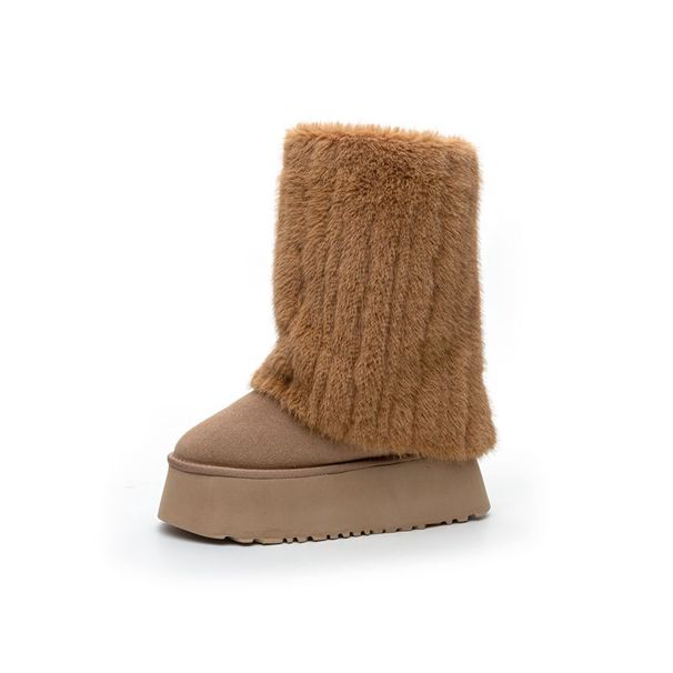 Nine-Tailed Fox Hidden Heel 11cm Thick Rubber Foam Sole Cowhide Leather Zhou Dongyu Winter Real Fur Snow Boots_vogvips.com