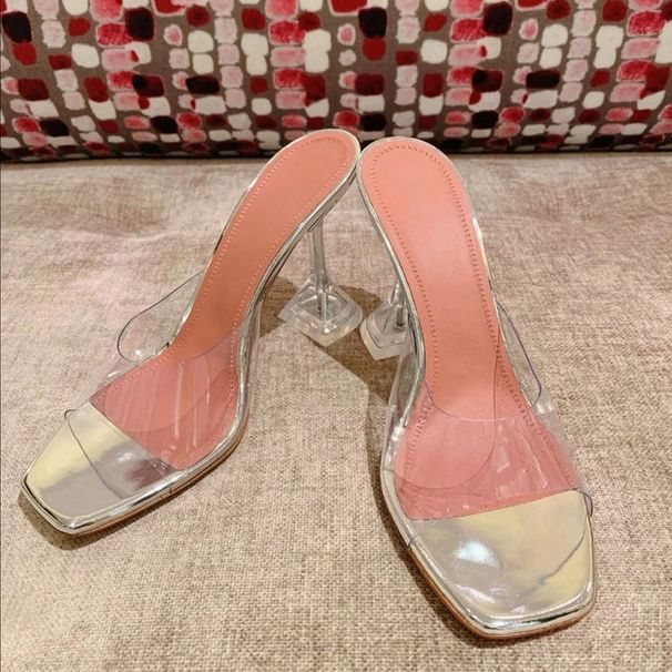 2026 Crystal High Heels Transparent For Women Summer Outdoor Wear High-End Feel New Square Toe Large Size Sandals Frenc_vogvips.com