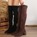 Women's Suede High Heeled Over The Knee Elastic Boots Autumn New Style Plus Size Slimming European American Style_vogvips.com