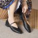 Shallow Mouth Single For Women 2023 Spring Summer New Retro Buckle Low Heel Artistic Square Toe Soft Leather Mary Jane_vogvips.com
