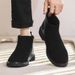 Men's Boots Mid Black Low Casual Leather Shoes_vogvips.com