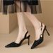 Sequin Fabric One-strap High-heeled For Women, Paired With A Skirt, 2025 Autumn New Model, Pointed Toe Stiletto Party_vogvips.com