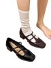 2025 New French Square Toe Thick Mary Jane Small Leather Gently Paired With Skirts, Mid Heeled Women's Singles Shoes_vogvips.com