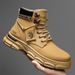 Autumn Leather Waterproof 2025 Trendy New High-top Workwear Motorcycle Men's Martin Boots_vogvips.com