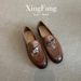 Lan Cabinet Edition ~ Vintage Lock Design Versatile Slip-On Lazy Loafers Horsebit Flat Leather Single Shoes_vogvips.com
