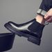 Martin Boots Men's High-top Leather Shoes Wind Thick-soled Heightened Velvet Black Locomotive Boys Soft Leather Medium-top Boots_vogvips.com