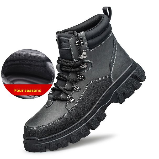 Martin Boots Men's High-top Wind Tooling Rhubarb Boots Men's Velvet Cotton Shoes Platform Outdoor Leather Boots_vogvips.com