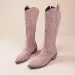 Embroidered Western Cowboy Boots For Women Autumn Pointed Toe Thick Heel High Knee Boots Woman Loose PU Leather Long Botas Mujer_vogvips.com