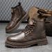 Martin Autumn High Top Waterproof Casual Trendy Versatile Leather British Style Work Ankle Boots Men's Shoes_vogvips.com