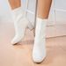 Women's Stretchy Slim Knitted Ankle Boots Spring Autumn New Style Chunky Heel Square Toe Martin Boots Popular High Heels_vogvips.com