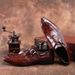 ShoeVault Crocodile Pattern Buckle Business Formal British Style Leather Men's Pointed Toe Single Shoes_vogvips.com