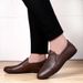 Summer Style Loafers For Men, Leather Cowhide Leather, Soft Sole, Trendy Men's , Slip-On Breathable Casual Driving_vogvips.com