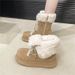 Plush Winter Snow Boots For Women – Fleece-Lined Mid-Calf Boots With Side Zipper & Non-Slip Sole_vogvips.com