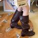 Genuine Leather New Niche Design Sense Pants Heel Thick Sole Long Over-the-Knee Lace-Up Knight Boots_vogvips.com