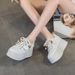 825-126 New Summer Women's Thick Sole Hollow Dopamine Dad Shoes Casual White Sneakers_vogvips.com