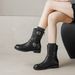 Weiwei Lady 5732-5 British Style Women's Martin Boots 2025 Autumn New Flat Round-Toe Black Short Boots_vogvips.com