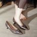 Stiletto Silver Shoes Soft Leather Wrinkled Commuter Work Shoes Pointed Toe High Heels 2025 New Spring Autumn Women's Mid Heel Sho_vogvips.com