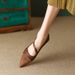 Vintage Brown Pointed Toe Flats For Women - Soft Leather Slip-On Shoes With Ankle Strap, French-Inspired Low Heel Loafers_vogvips.com