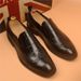 Euro Step 2025 Autumn New Men's Carved Brogue Business Slip-On British Style Pointed Formal Casual Leather Shoes_vogvips.com