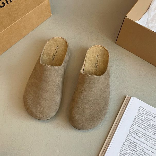 Autumn-Ready Suede-Style Slides – Slip-On, Anti-Slip & Relaxed Fit (Brown, Beige, Khaki, Sizes 35-40)_vogvips.com