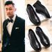 Euro Step Business Leather British Brogue Carved Men's Square Toe Oxford Wedding Groom Shoes_vogvips.com