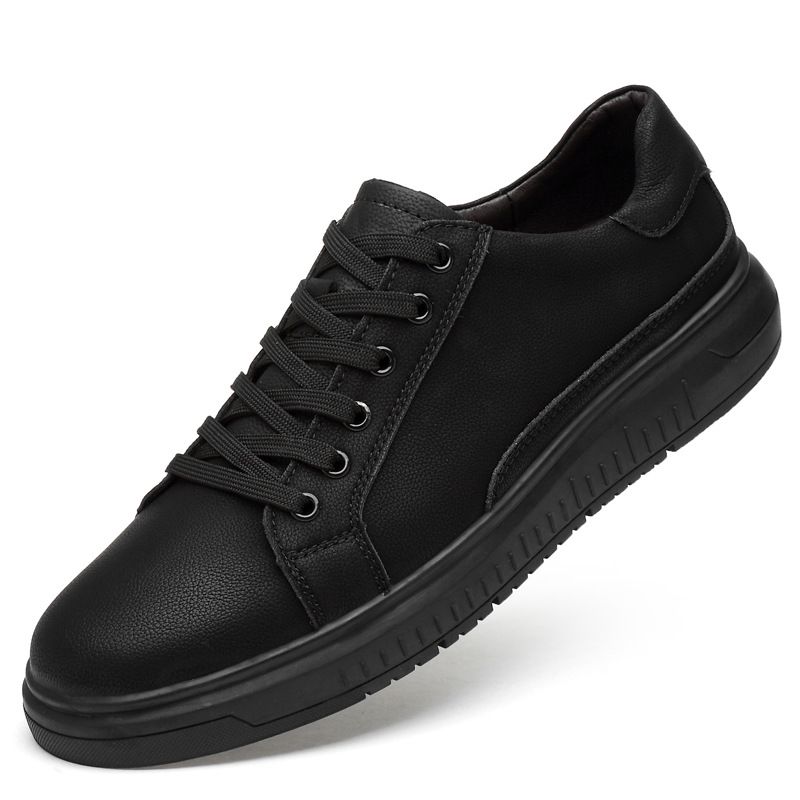 Men's Shoes Round Head Flat Bottom Casual Four Shoes Thick Sole Polish Board Shoes Men_vogvips.com