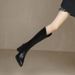 Over-the-Knee V-Cut Slimming For Women 2024 Autumn Winter New British Style High Heel Long With Fleece Lining Riding_vogvips.com
