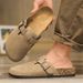 Plus Size 47 Men Half Shoes Casual Loafers Cork Clogs Slippers Fashion Suede Slip-on Flat Sandals Soft-Soled Casual Sandals_vogvips.com