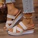 Summer Women's Fabric Wedge Sandals European American Style Rope Sole Cross Strap Sandals_vogvips.com