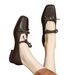 College Style Retro Soft Leather Bow Mary Jane Versatile Square Toe Flat Single Shoes For Women 2025 New Model_vogvips.com