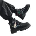 Mens Black Platform Combat Boots With Durable Colorful Embroidery And Tassels_vogvips.com