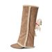 Women's Shoes Winter New Style Thigh High Boots With Detachable Bear Design, Wedge Heel, Pointed Toe, Over The Knee, Lambswool Wool._vogvips.com
