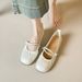 French Stunning Mary Jane Shoes Inner Height Increase Autumn Flat Ballet Shoes Silver Single Shoes Women_vogvips.com