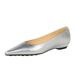3683-20 Women's Wedge Heel Pointed Toe Shallow Grandma Versatile Hepburn Low-Heel Commuting S, Flats Silver Single_vogvips.com